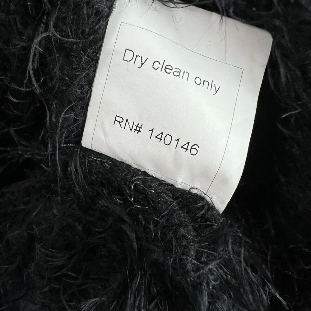 TOV Los Angeles Faux Fur Black Sweater Top w/ Net Accents Sz 42/M - Picture 5 of 6